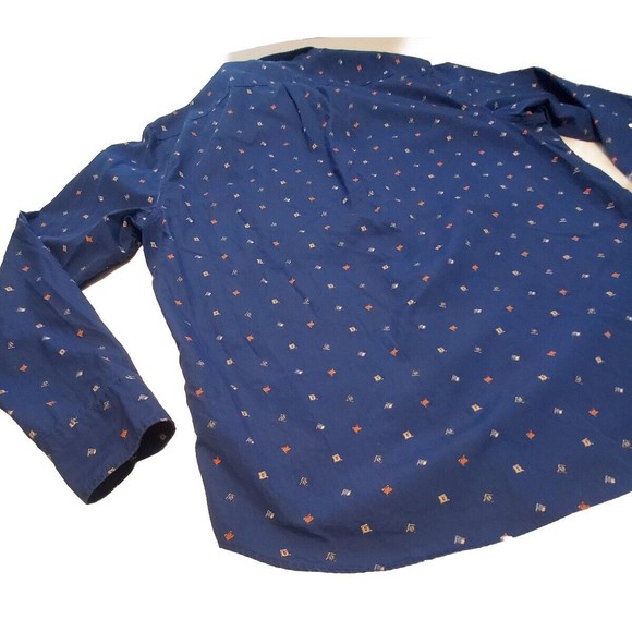 J. Crew Men's Secret Wash Cotton Poplin Button Up Shirt Nautical Flag Size Large - Picture 10 of 10